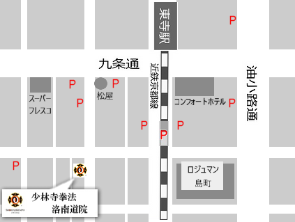 洛南道院地図-コインパーキング